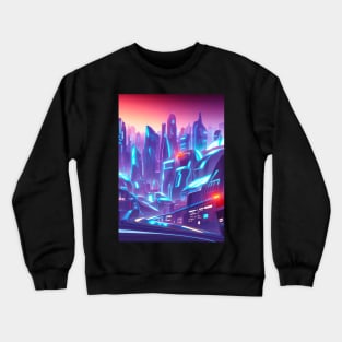 Cool Japanese Neon Cyber City Crewneck Sweatshirt